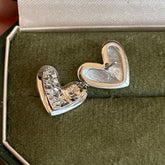 S925 Sterling Silver Crushed-Ice Heart Stud Earrings
