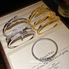 18K Gold-Plated Zircon Copper Nail Bangle