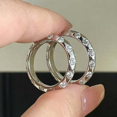 S925 Sterling Silver Zircon Checkerboard Ring