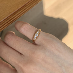 S925 Sterling Silver Five-Stone Gradient Zircon Open Ring