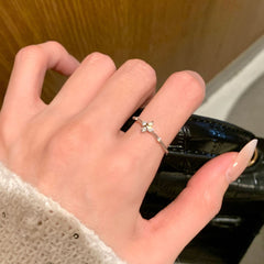 S925 Sterling Silver Clover Solitaire Ring