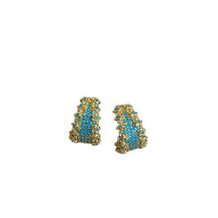 Vintage Blue Zircon Copper Earrings