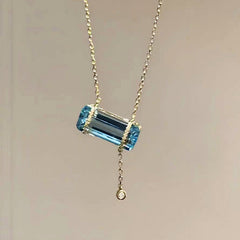 Aquamarine Zircon Copper Pendant Necklace