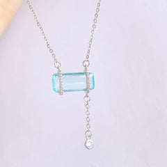 Aquamarine Zircon Copper Pendant Necklace