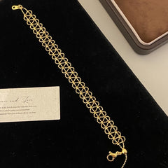 Two-Tone Zircon Copper Lace Flower Bracelet