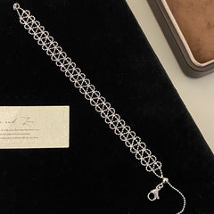 Two-Tone Zircon Copper Lace Flower Bracelet
