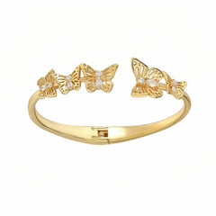 Golden Butterfly Garden Cuff Bracelet