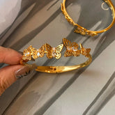 Golden Butterfly Garden Cuff Bracelet