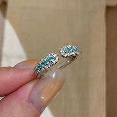 S925 Sterling Silver Paraiba Zircon Open Ring