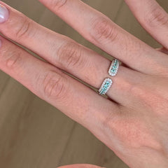 S925 Sterling Silver Paraiba Zircon Open Ring