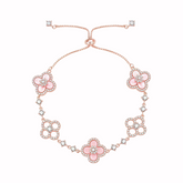 Celestia 18K Gold Plated Mother of Pearl Lucky Clover CZ Adjustable Bracelet