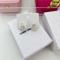 Silver Plated Starburst Bloom Stud Earrings