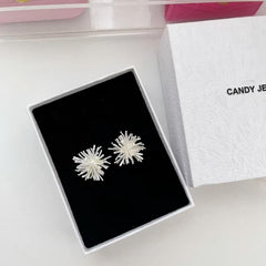 Silver Plated Starburst Bloom Stud Earrings