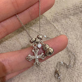 S925 Sterling Silver Guardian Bell Cross Necklace