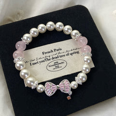 Aurora Blush™ Copper Pearl, Rose Quartz & CZ Bow Bracelet