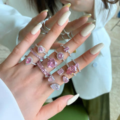 Aurora Blush™ S925 Sterling Silver High Carbon Diamond Pink Ring Collection