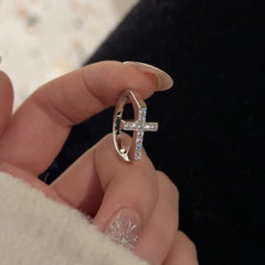 Aurora Faith™ S925 Sterling Silver Pavé Cross Ring