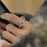 Silver Ocean Pearl Halo Ring