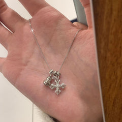 S925 Sterling Silver Guardian Bell Cross Necklace