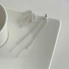 Celeste Crystal Bow Tassel Earrings