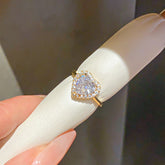 Copper Heart Halo Zircon Ring