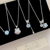 Light Blue Zircon Copper Pendant Necklace