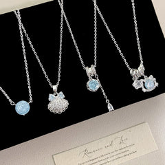 Light Blue Zircon Copper Pendant Necklace