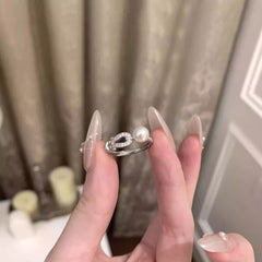 S925 Sterling Silver Equestrian Pearl Ring