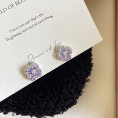 Copper Clover Zircon Stud Earrings