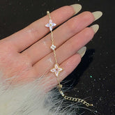 Four-Leaf Clover Zircon Flower Bracelet