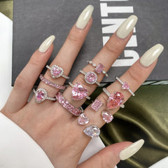 Aurora Blush™ S925 Sterling Silver High Carbon Diamond Pink Ring Collection