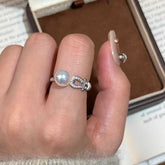 S925 Sterling Silver Equestrian Pearl Ring
