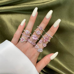 Aurora Blush™ S925 Sterling Silver High Carbon Diamond Pink Ring Collection
