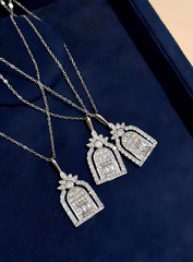 Copper Floral Arch Zircon Necklace