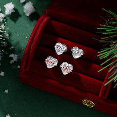S925 Sterling Silver Rose Gold Heart-Shaped Zirconia Bow Set