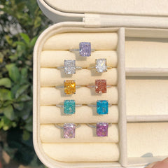 Aurora Prism S925 Sterling Silver Emerald Cut 8A CZ Ring