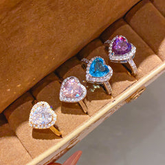 Copper Heart Halo Zircon Ring