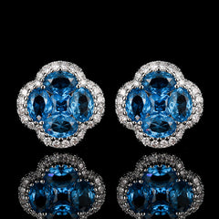 Copper Blue Clover High Carbon Diamond Jewelry Set
