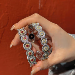Silver Plated Golden Daisy Bloom Cuff Bracelet