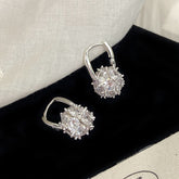 Zircon Ball Copper Huggie Earrings