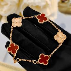 Gold Plated Copper Floral Clover Bracelet