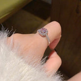 S925 Sterling Silver Pink Cushion Halo Ring