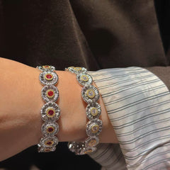 Silver Plated Golden Daisy Bloom Cuff Bracelet