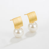 S925 Sterling Silver Square Pearl Stud Earrings
