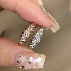 S925 Sterling Silver Five-Stone Gradient Zircon Open Ring