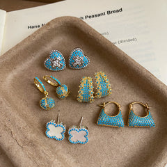 Vintage Blue Zircon Copper Earrings