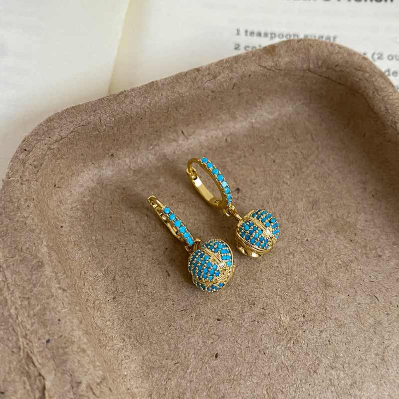 Vintage Blue Zircon Copper Earrings