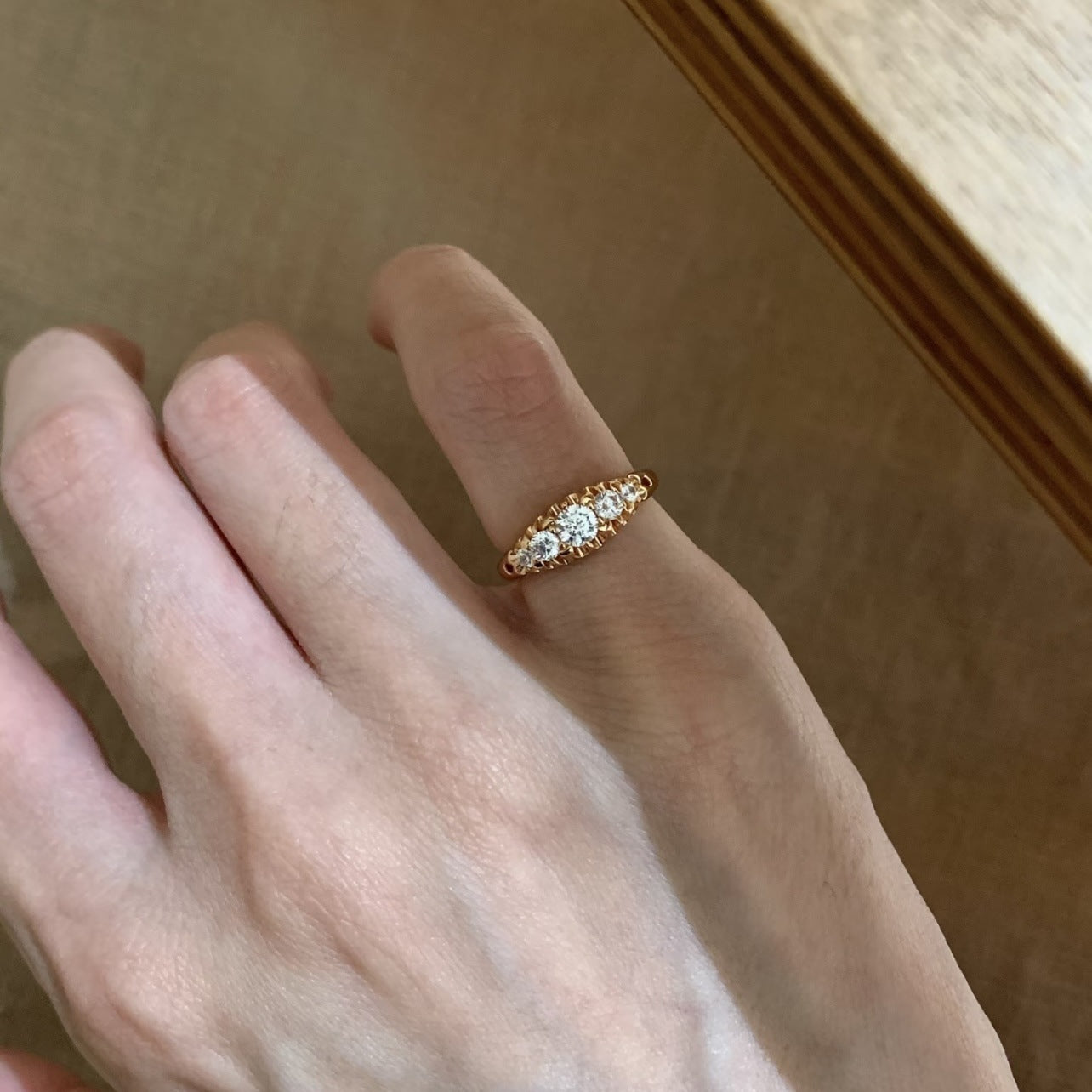 S925 Sterling Silver Five-Stone Gradient Zircon Open Ring