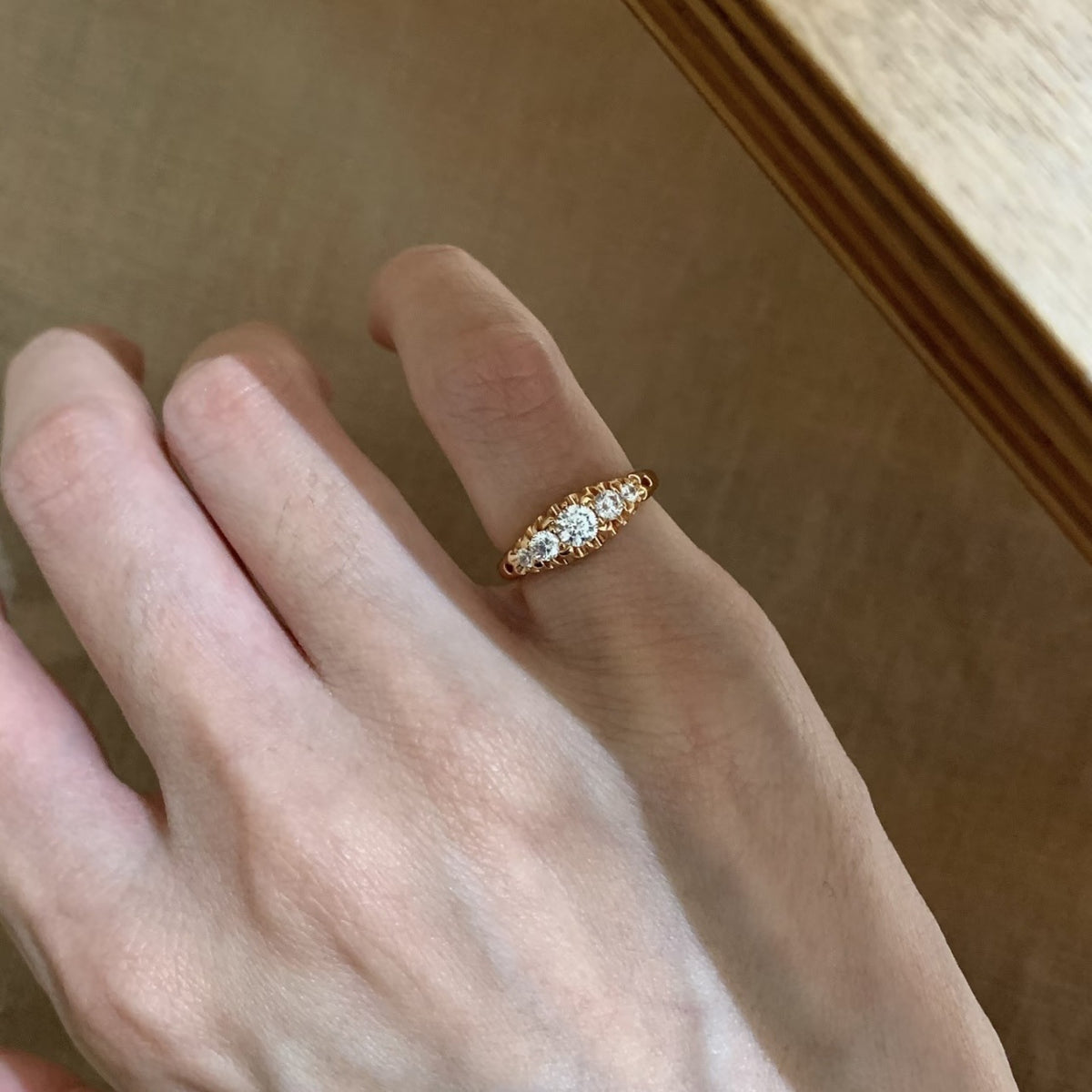 S925 Sterling Silver Five-Stone Gradient Zircon Open Ring