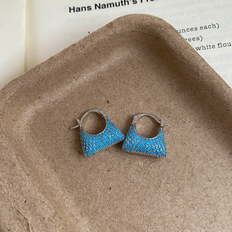 Vintage Blue Zircon Copper Earrings